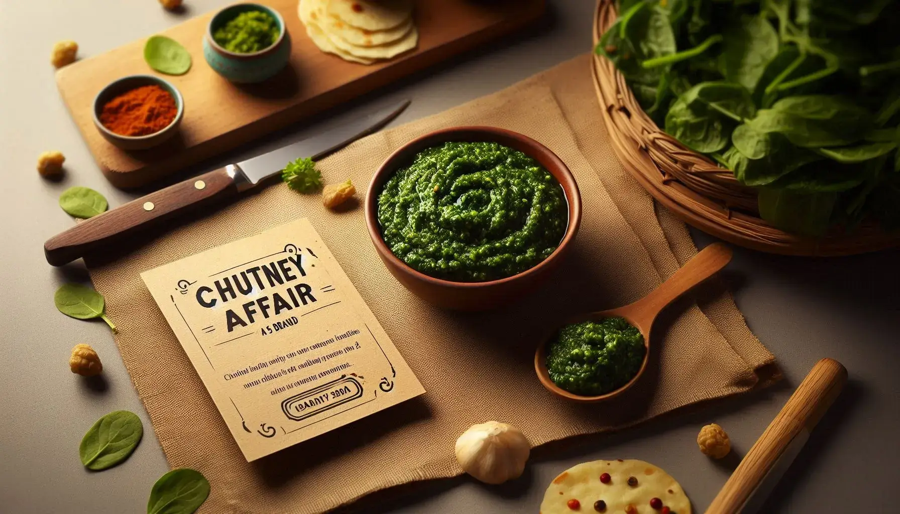 Chopped Spinach Chutney served in a bowl