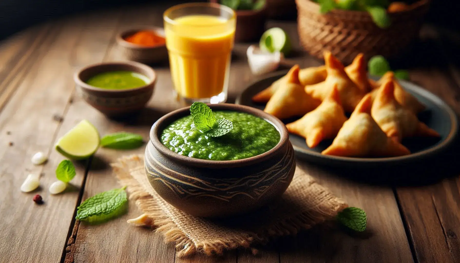 Mint Chutney served in a bowl