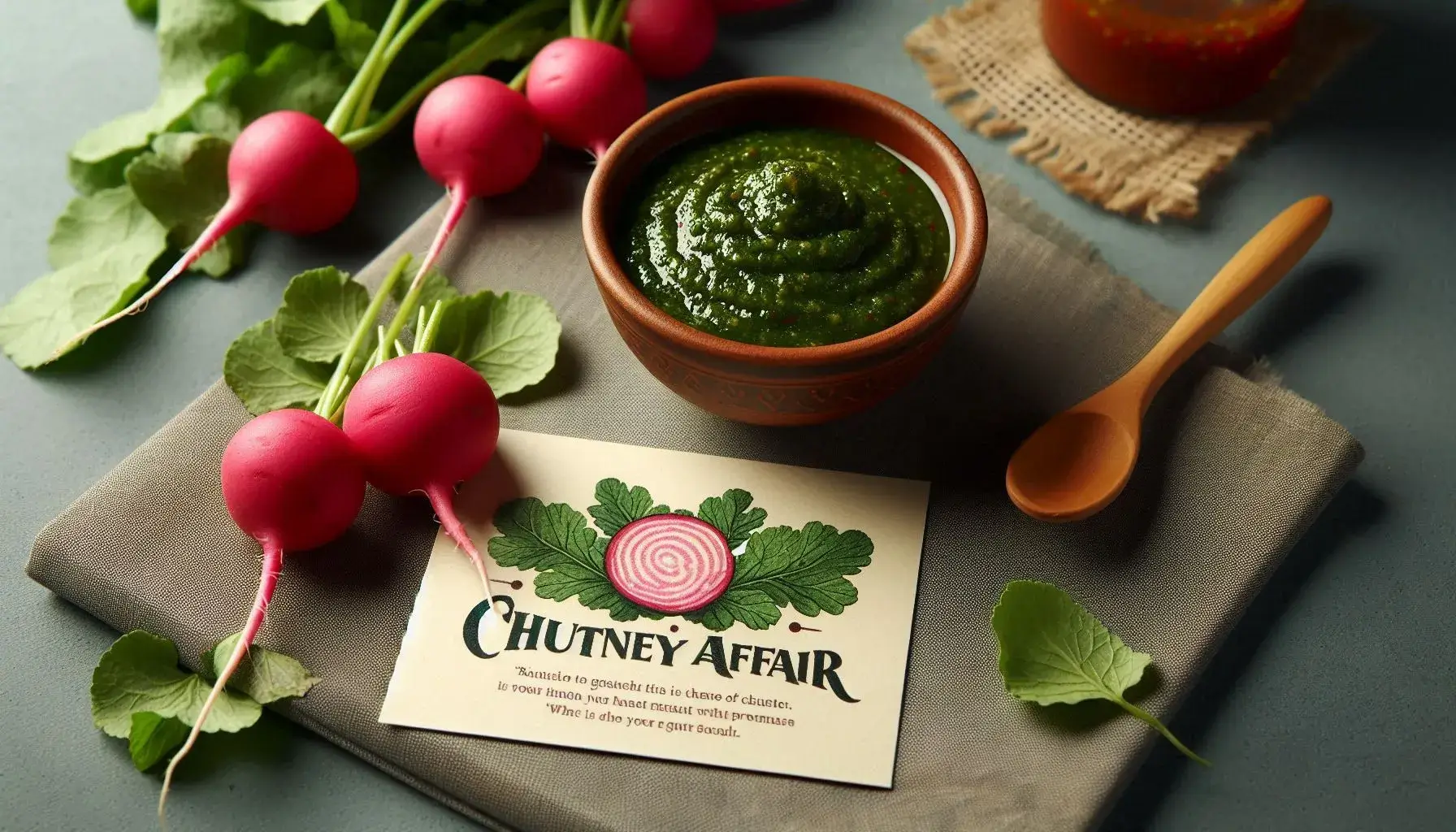 Radish Leaves Chutney served in a bowl